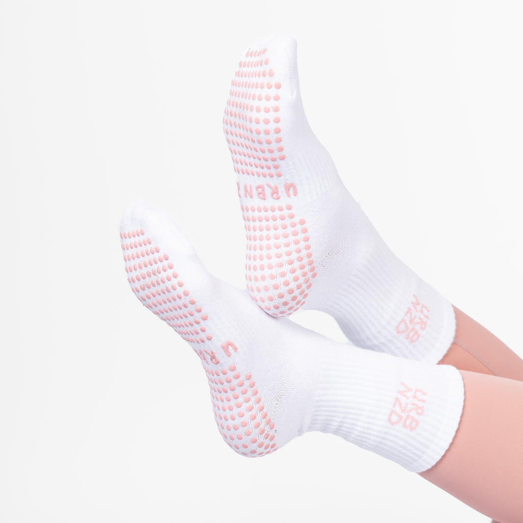 Urbnzd Crew Grip Socks - Logo Pink