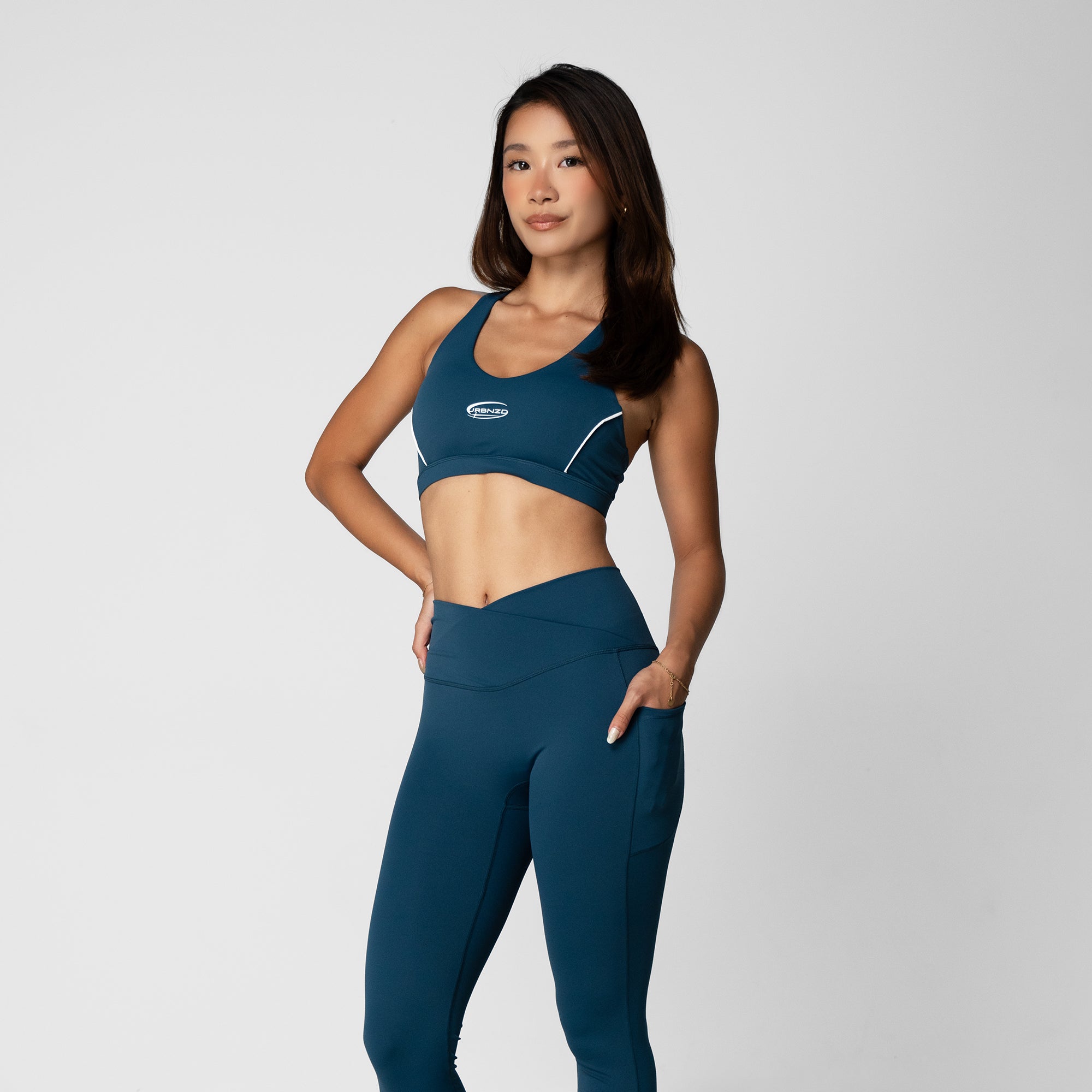 Rylie Racerback Stripe Bra - Cobalt