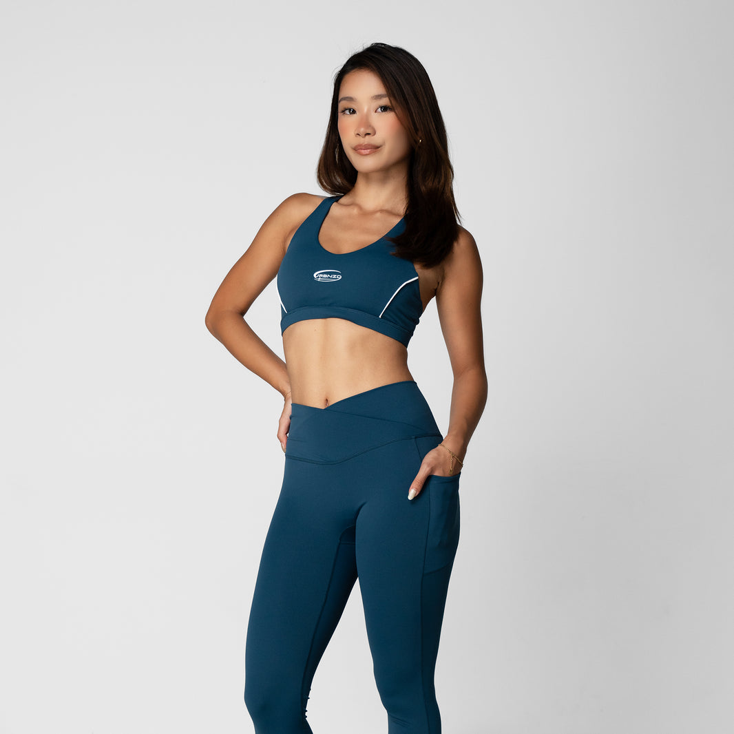 Rylie Racerback Stripe Bra - Cobalt