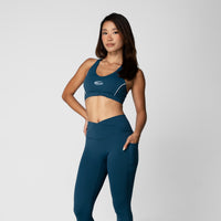 Rylie Racerback Stripe Bra - Cobalt