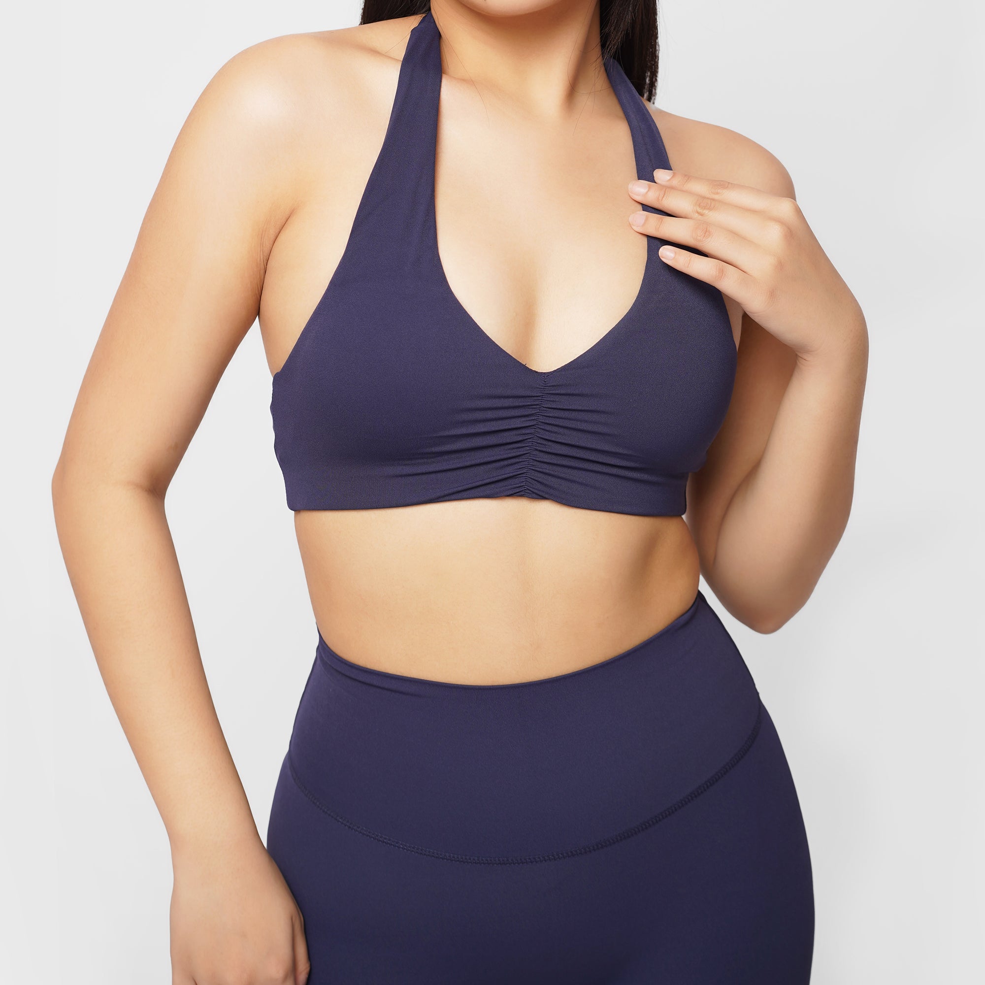 Archie Halter Scrunch Bra - Midnight