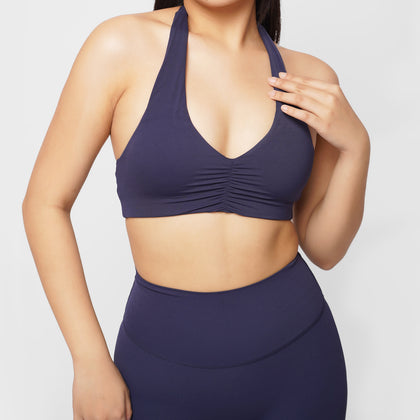 Archie Halter Scrunch Bra - Midnight