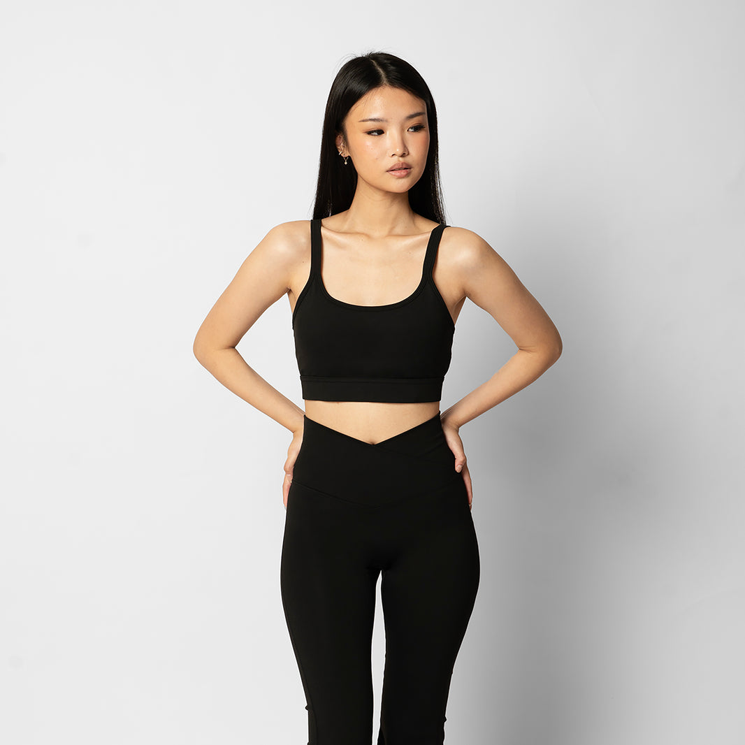 Odette Back Tie Bra - Black
