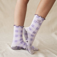 Urbnzd Crew Grip Socks - Checkered Plum