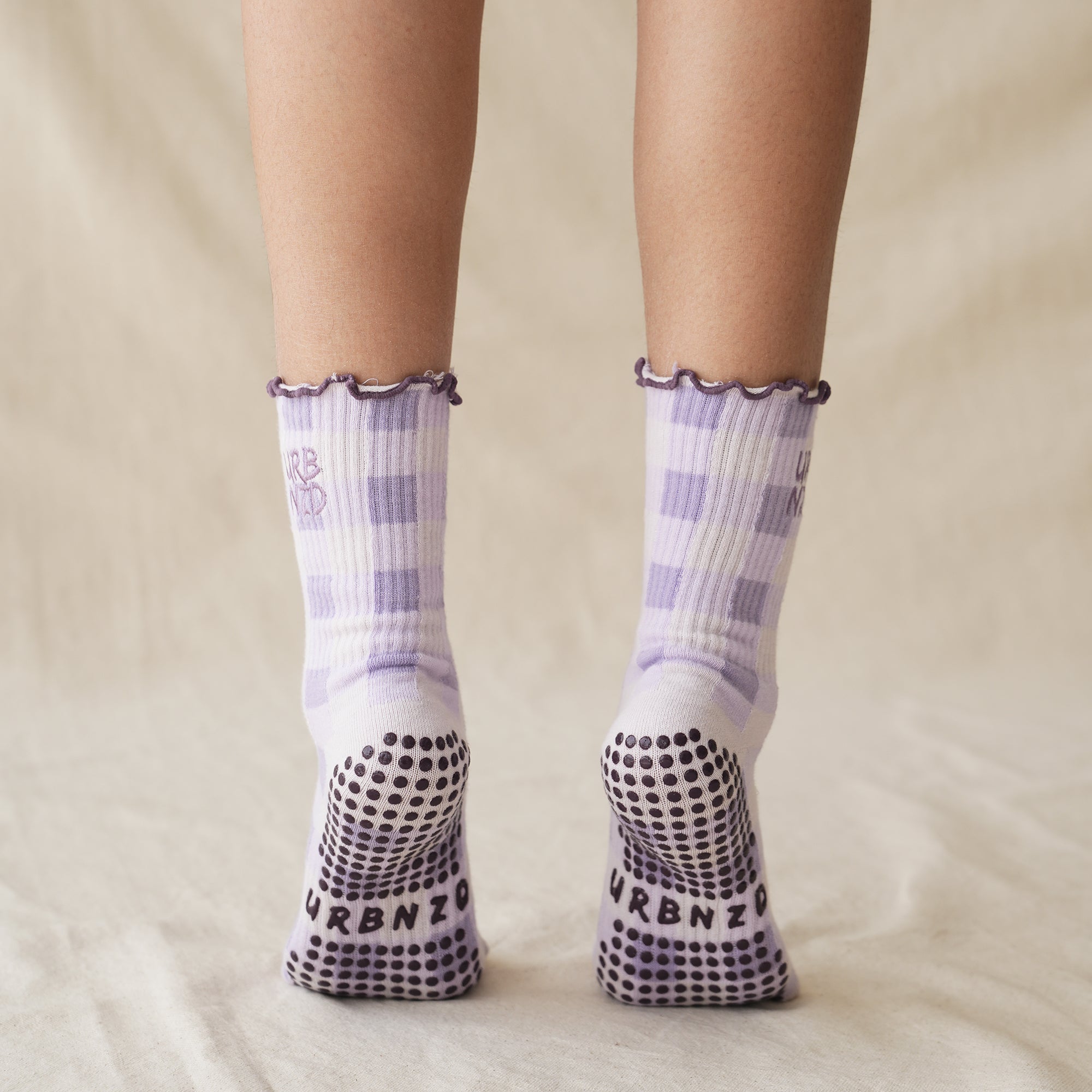 Urbnzd Crew Grip Socks - Checkered Plum