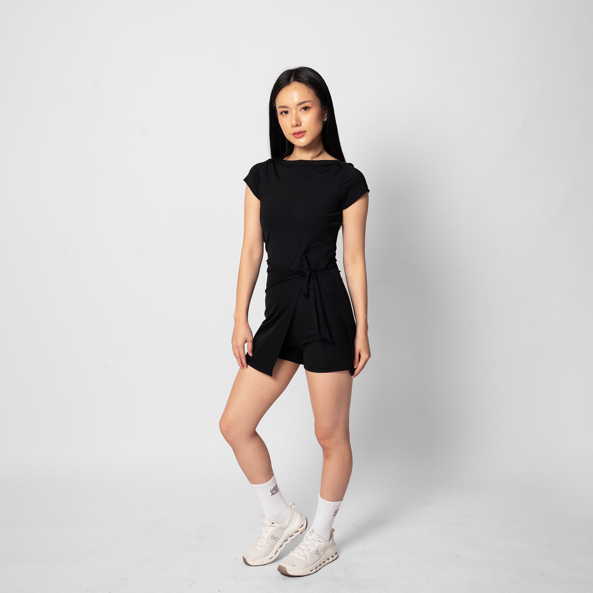 Muse Wrap Skort Dress - Black