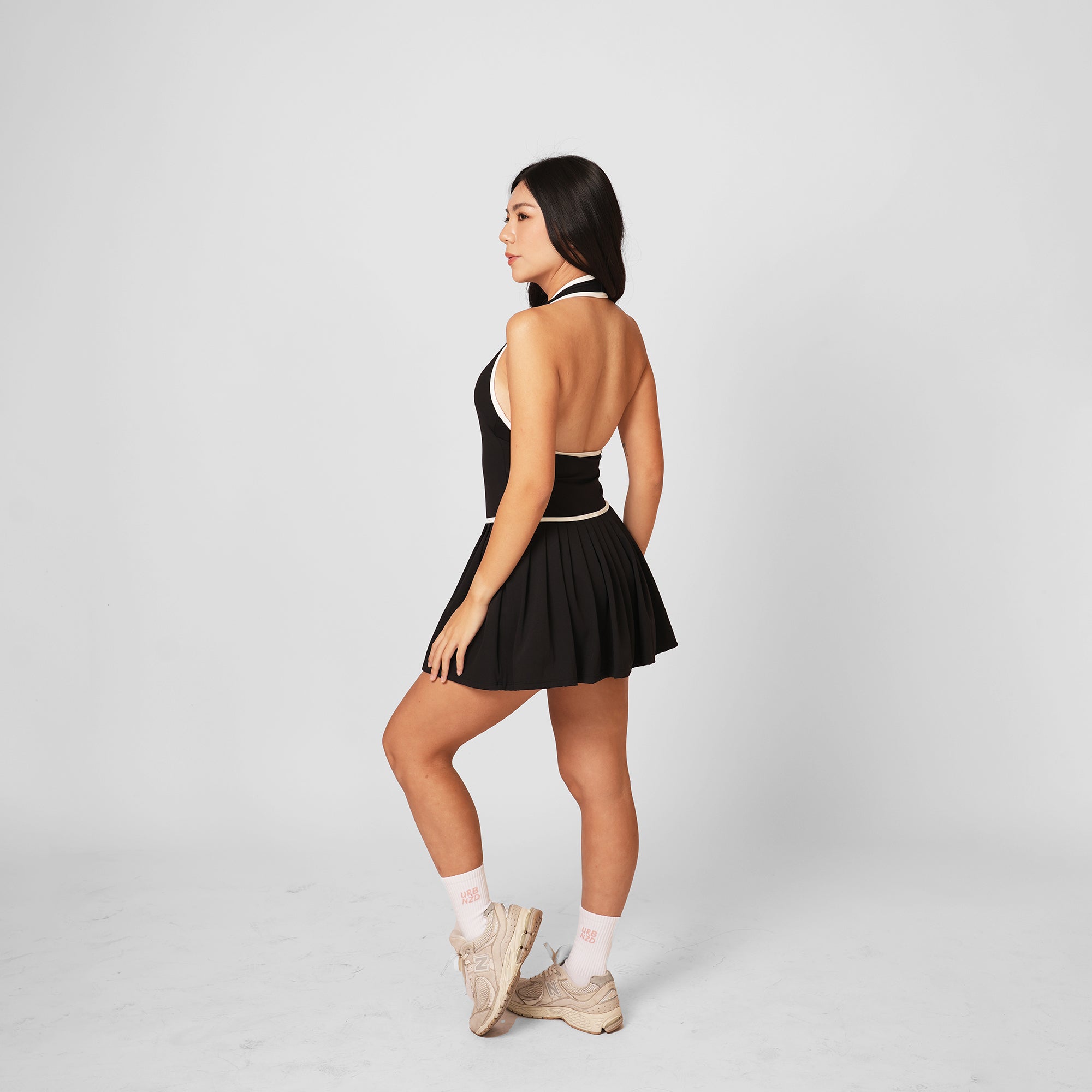 Courtside Halter Dress - Black