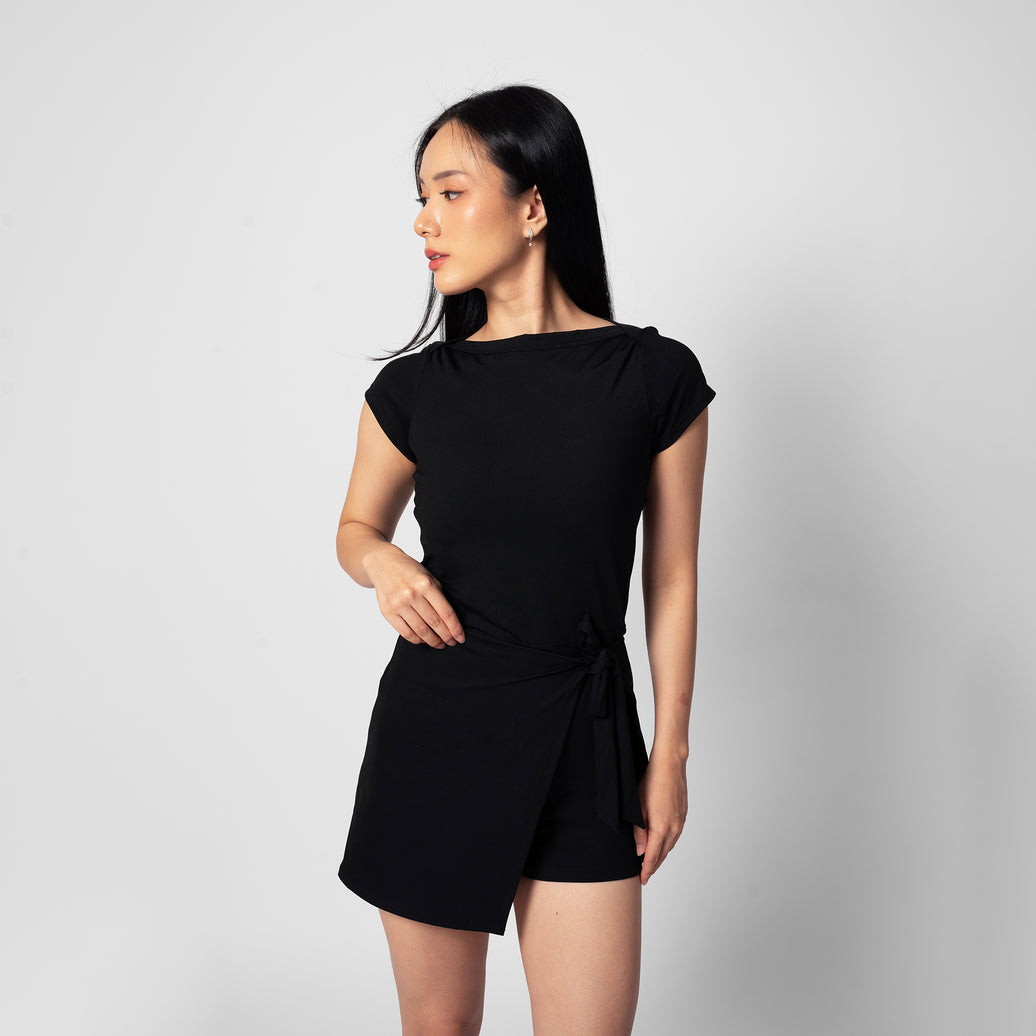 Muse Wrap Skort Dress - Black