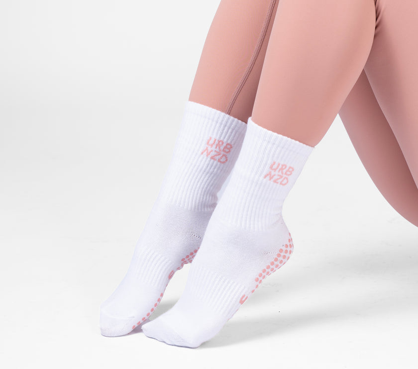 Urbnzd Crew Grip Socks - Logo Pink