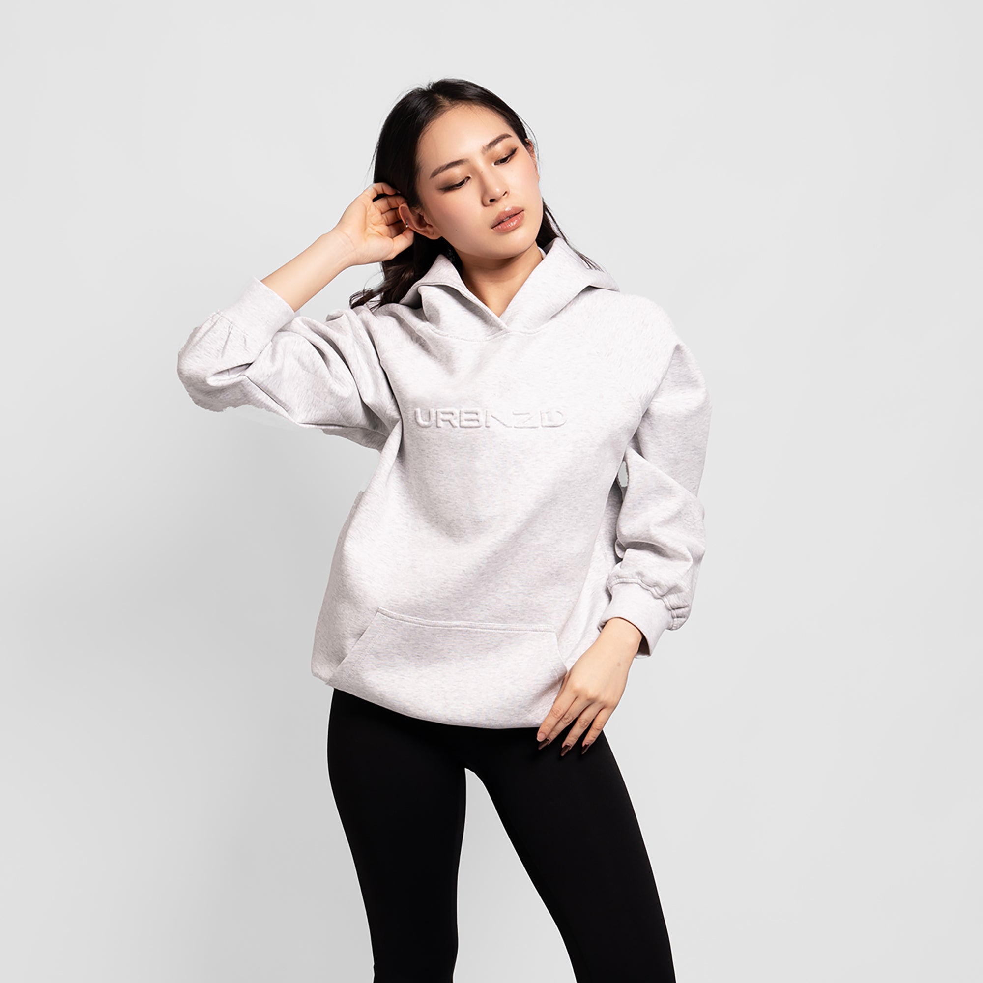 Urbnzd Classic Embossed Hoodie - Snow Marl