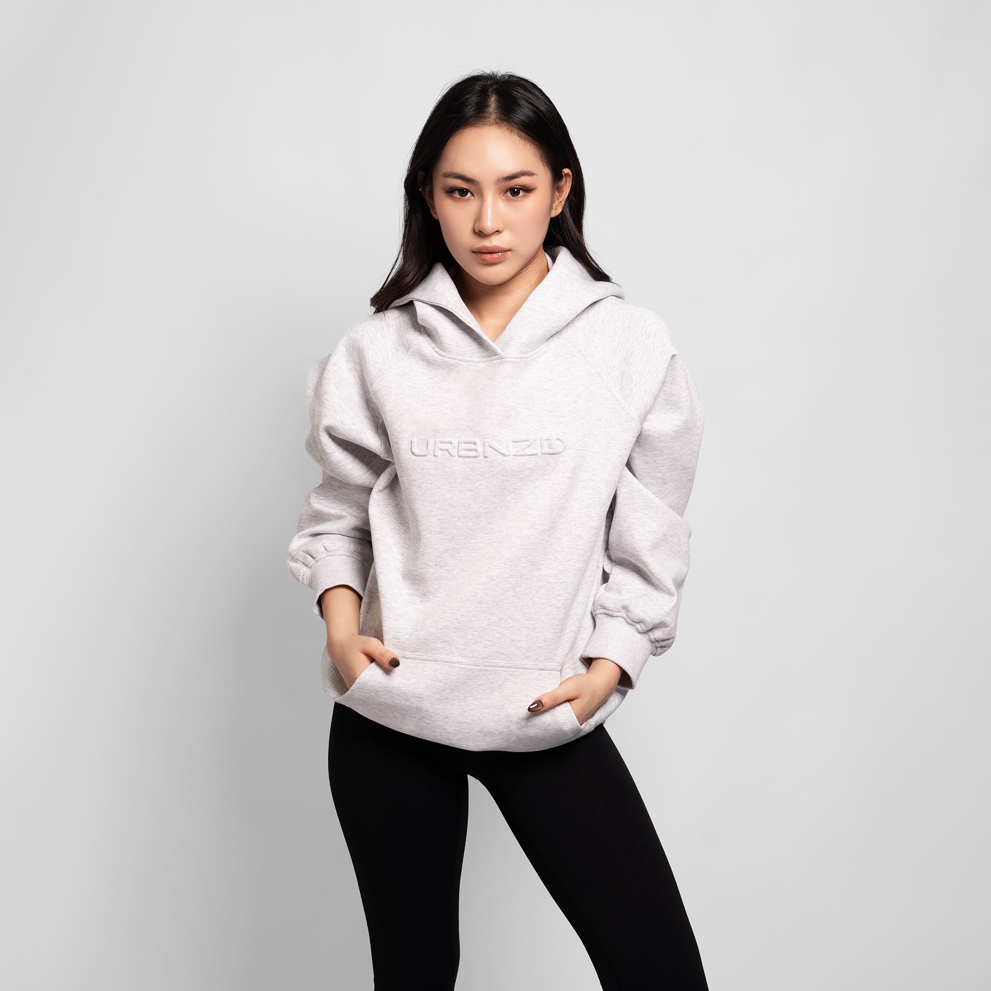 Urbnzd Classic Embossed Hoodie - Snow Marl