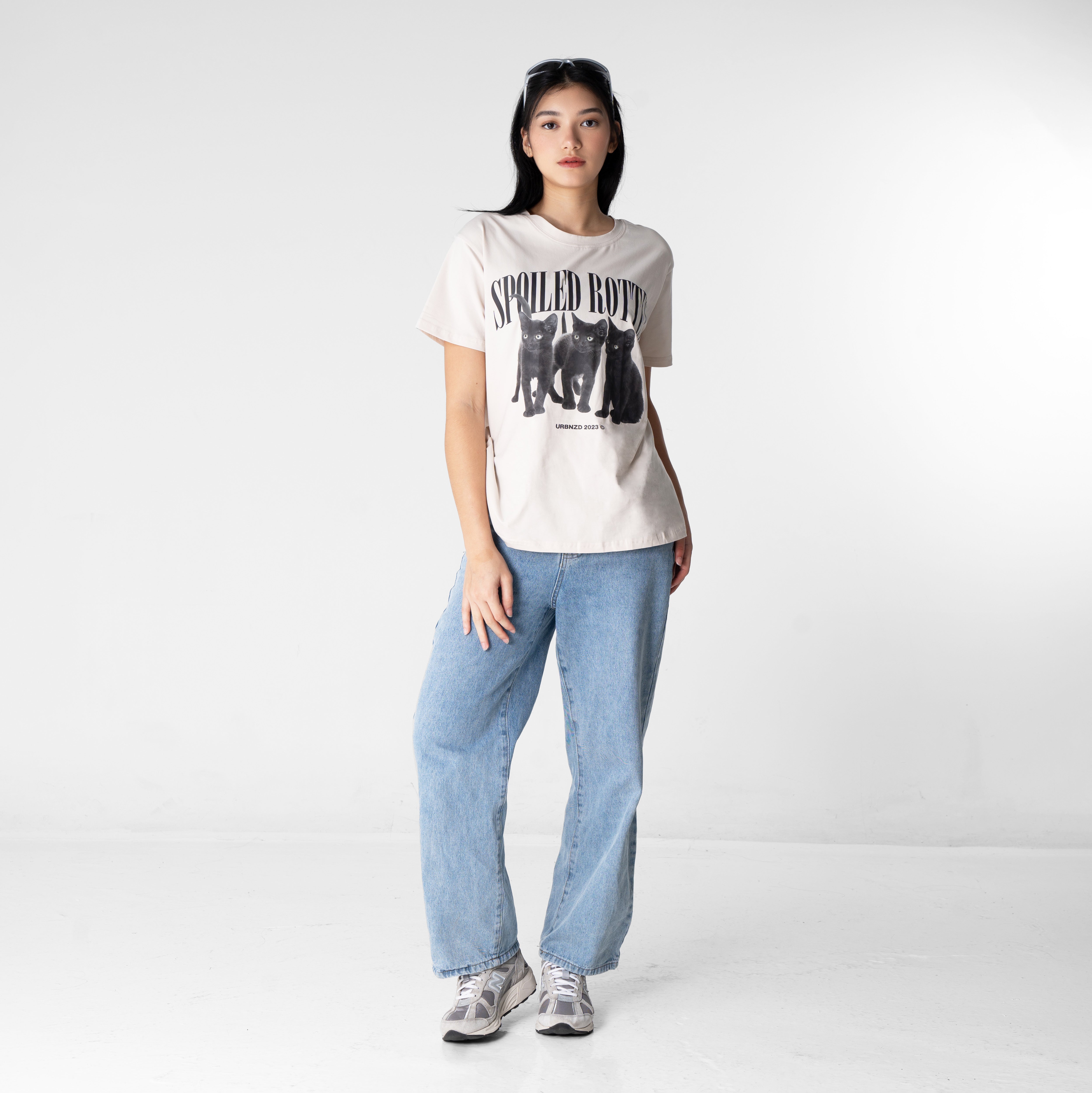 Spoiled Rotten Cat Oversized Tee - Cream - Urbanized Co. S