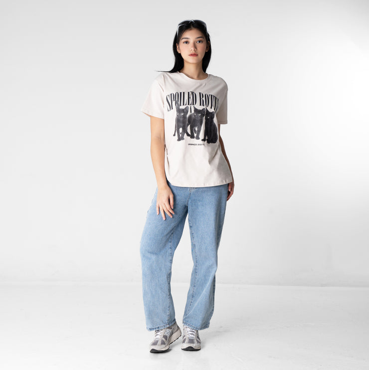 Spoiled Rotten Cat Oversized Tee - Cream - Urbanized Co. S