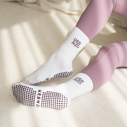 Urbnzd Crew Grip Socks - Logo Plum