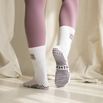 Urbnzd Crew Grip Socks - Logo Plum