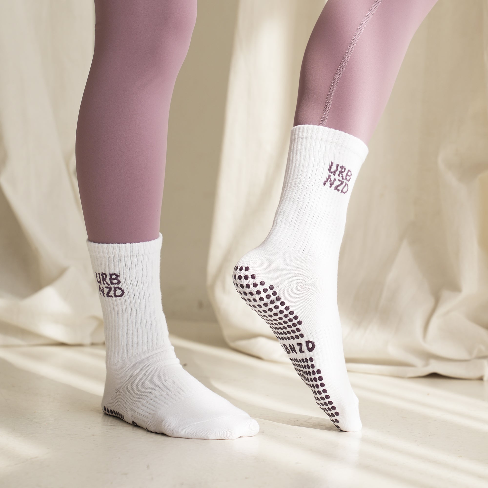 Urbnzd Crew Grip Socks - Logo Plum