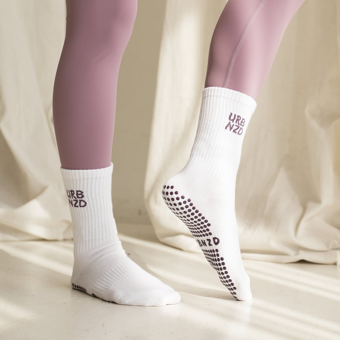 Urbnzd Crew Grip Socks - Logo Plum