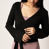 Bell Sleeve Wrap Top - Black