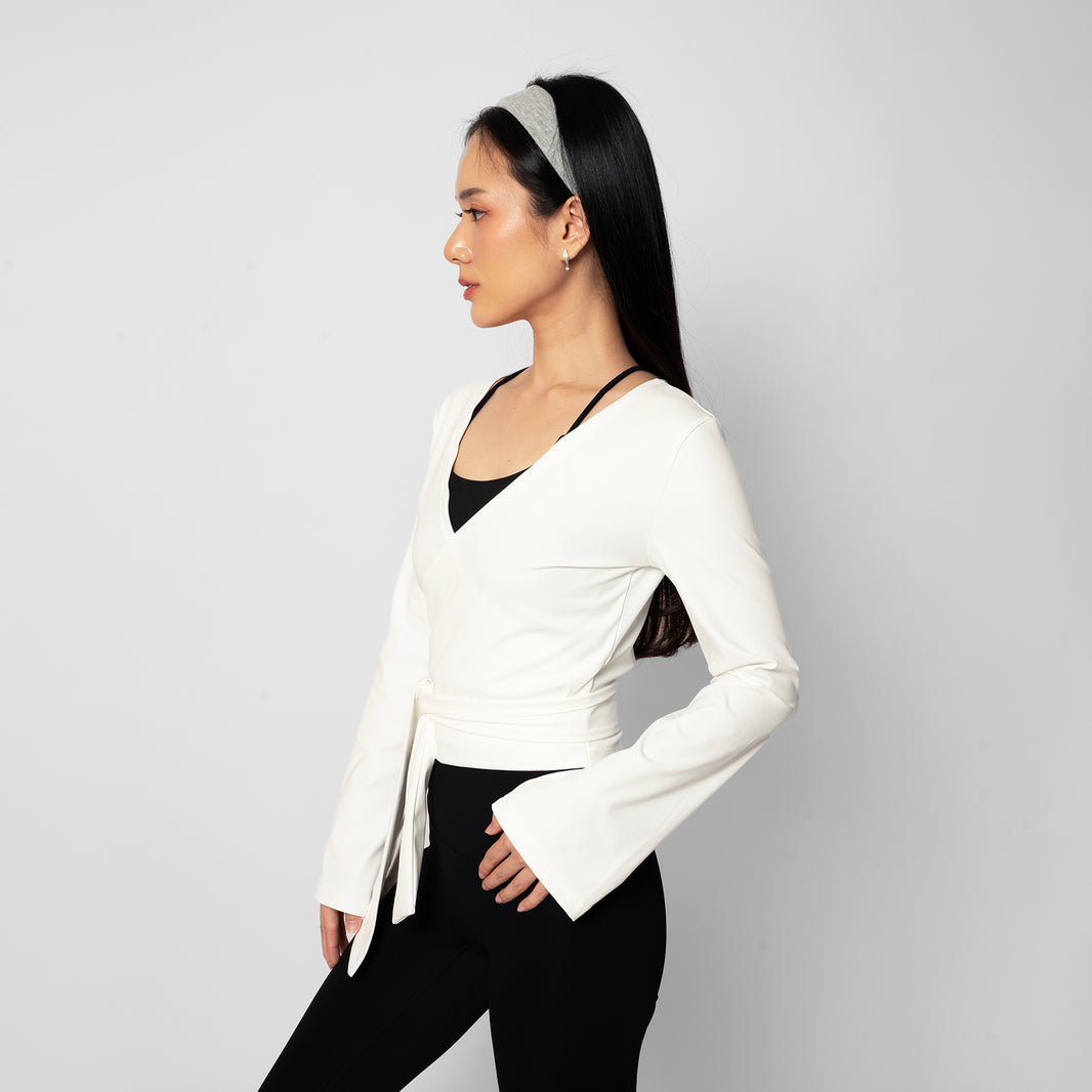 Bell Sleeve Wrap Top - White