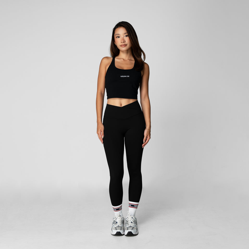 Crossover Pocket Leggings - Black