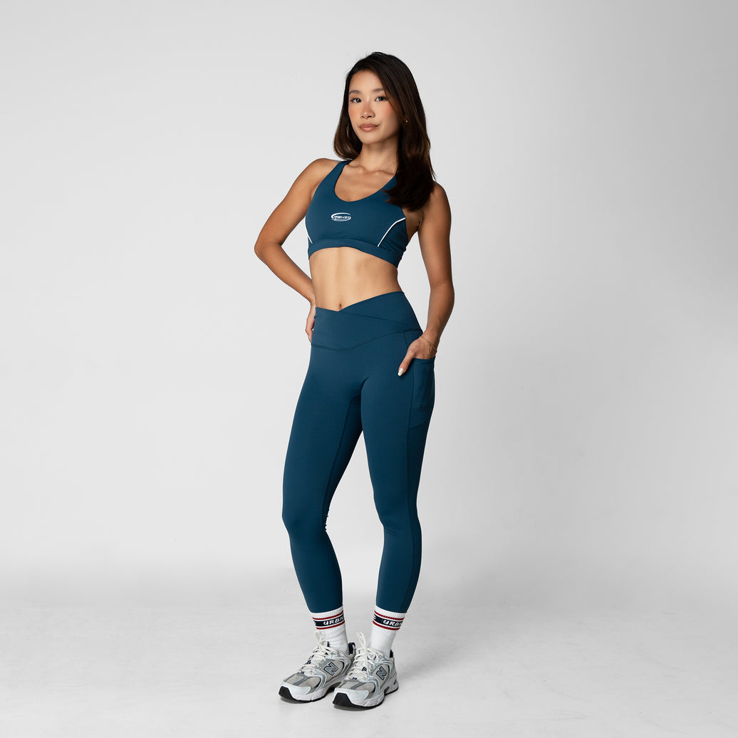 Crossover Pocket Leggings - Cobalt