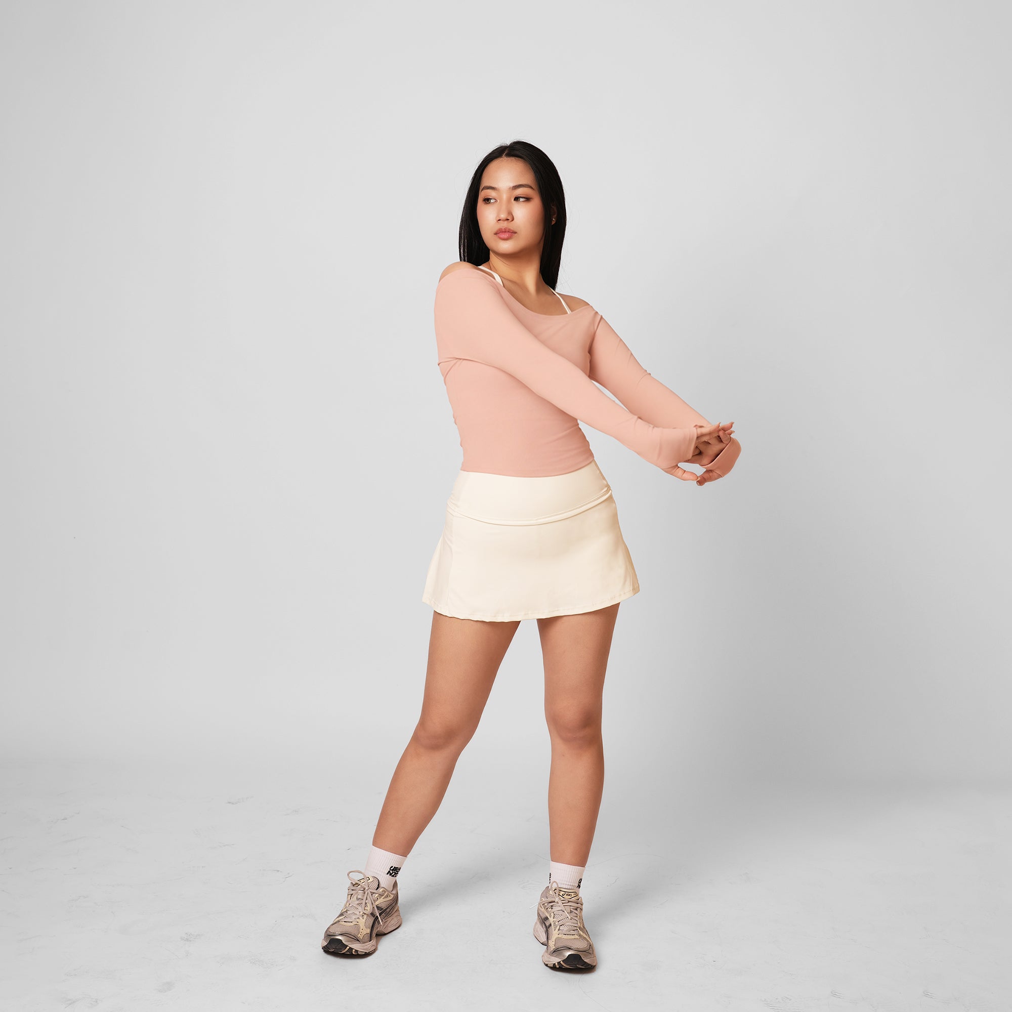 Contour Off Shoulder Long Sleeve Top - Bloom