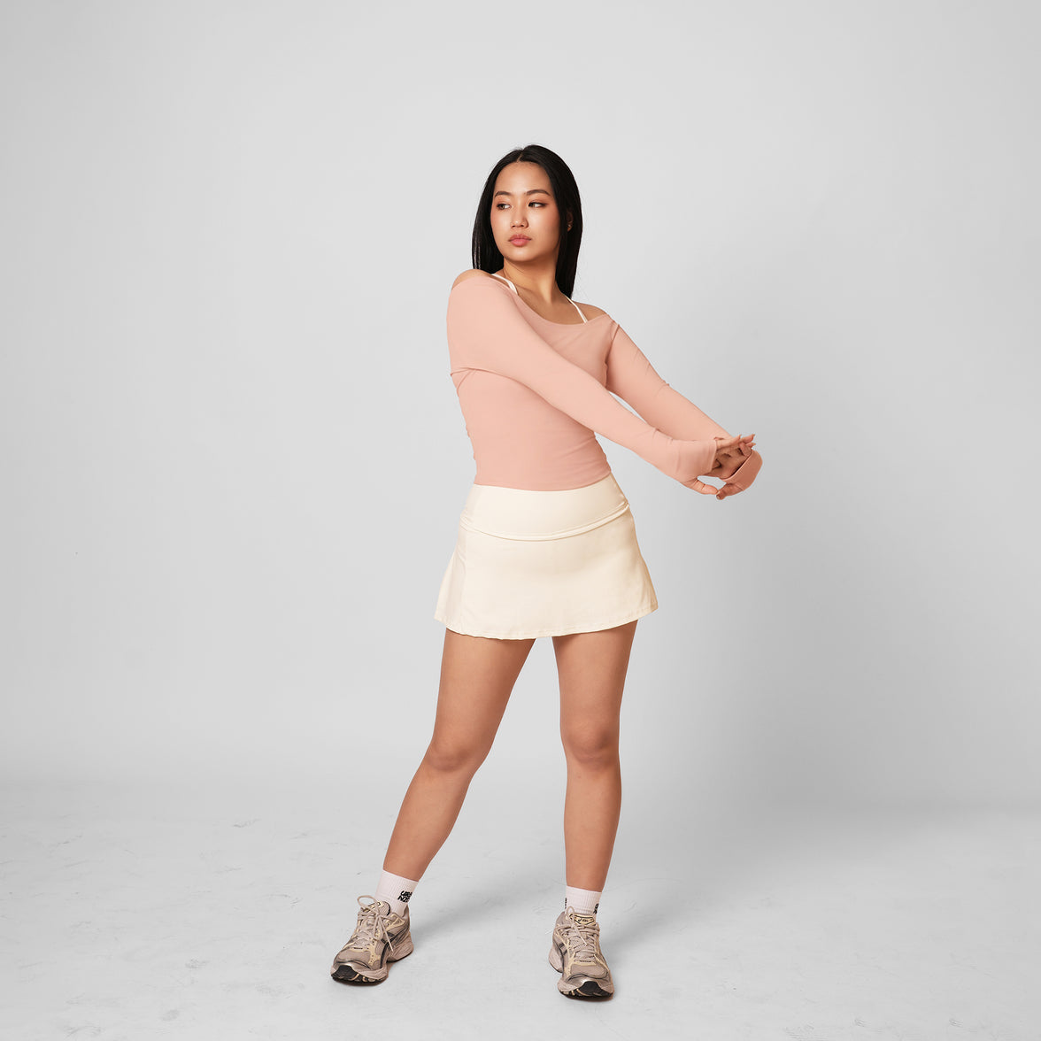 Contour Off Shoulder Long Sleeve Top - Bloom