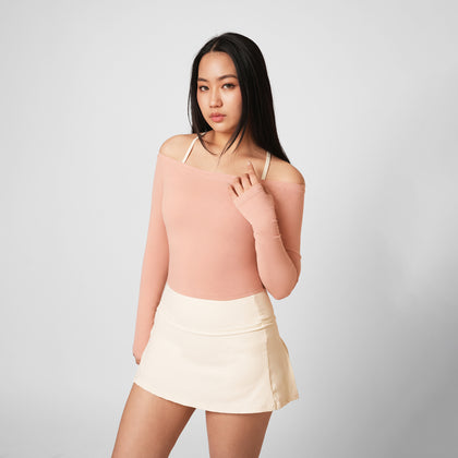 Contour Off Shoulder Long Sleeve Top - Bloom