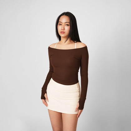 Contour Off Shoulder Long Sleeve Top - Soul