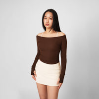 Contour Off Shoulder Long Sleeve Top - Soul