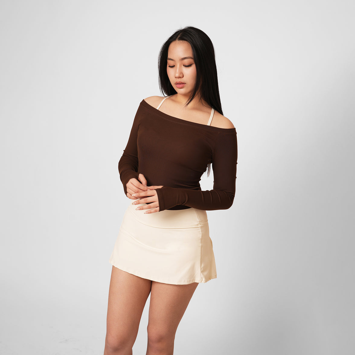 Contour Off Shoulder Long Sleeve Top - Soul