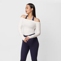Contour Off Shoulder Long Sleeve Top - White