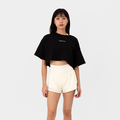 Athletics Slouchy Crop Top - Black