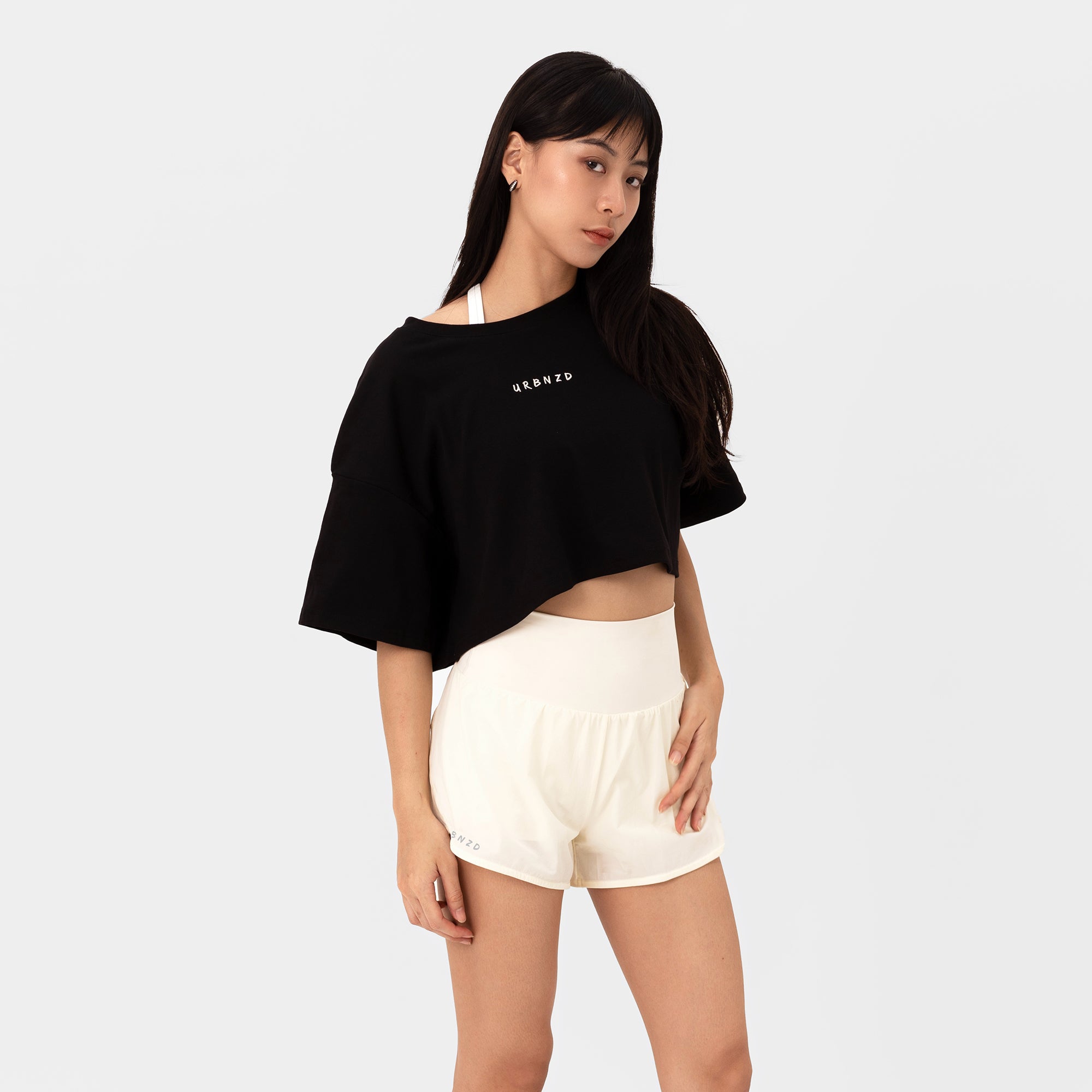 Athletics Slouchy Crop Top - Black