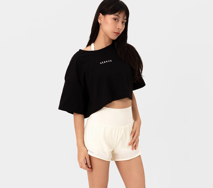 Athletics Slouchy Crop Top - Black