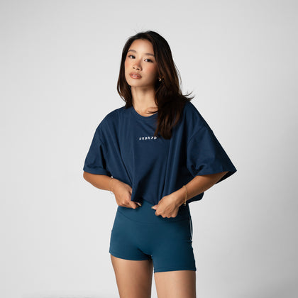 Athletics Slouchy Crop Top - Cobalt