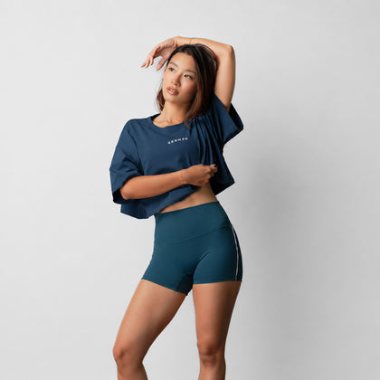 Athletics Slouchy Crop Top - Cobalt