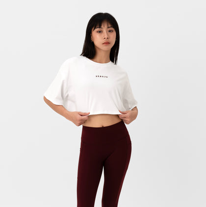 Athletics Slouchy Crop Top - White