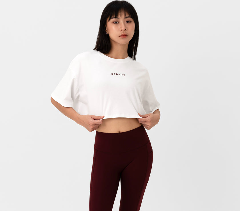 Athletics Slouchy Crop Top - White