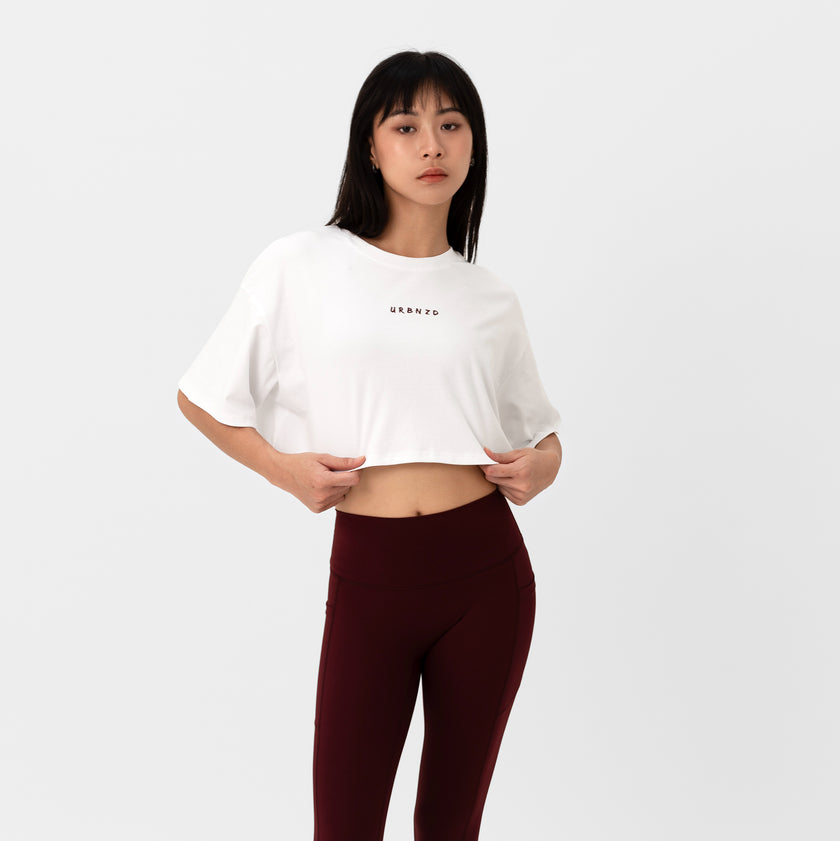 Athletics Slouchy Crop Top - White