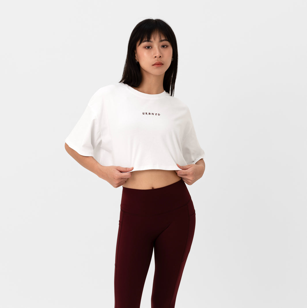 Athletics Slouchy Crop Top - White