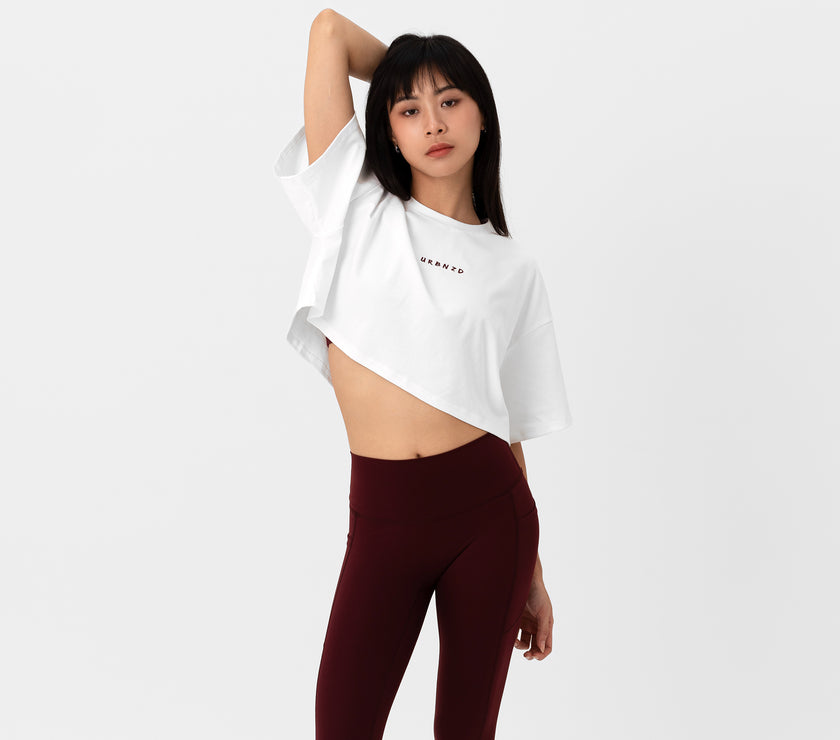 Athletics Slouchy Crop Top - White