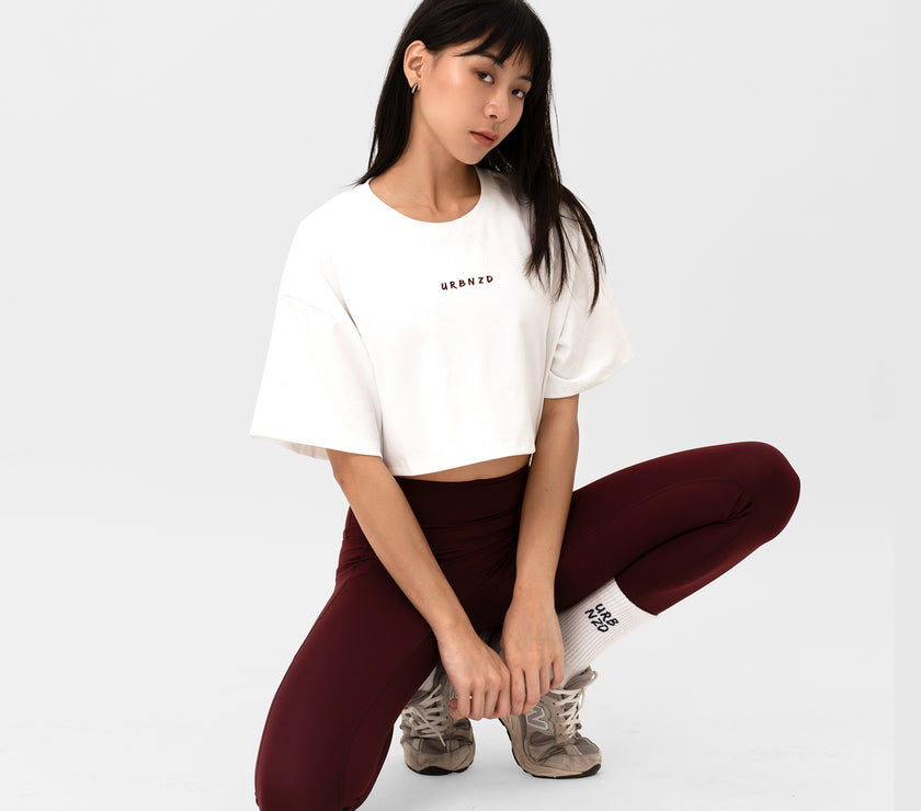 Athletics Slouchy Crop Top - White