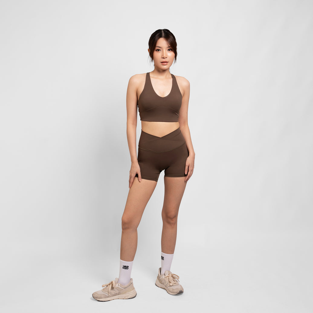 Crossover Booty Shorts (4") - Olive