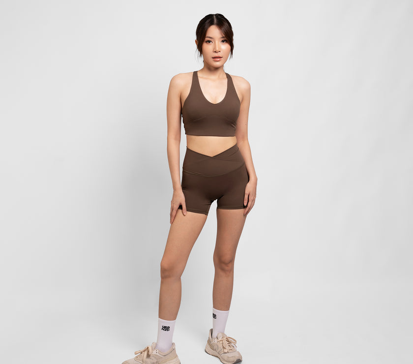 Crossover Booty Shorts (4") - Olive