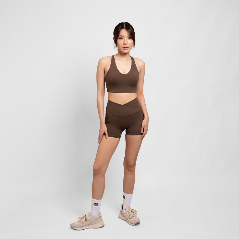 Crossover Booty Shorts (4") - Olive