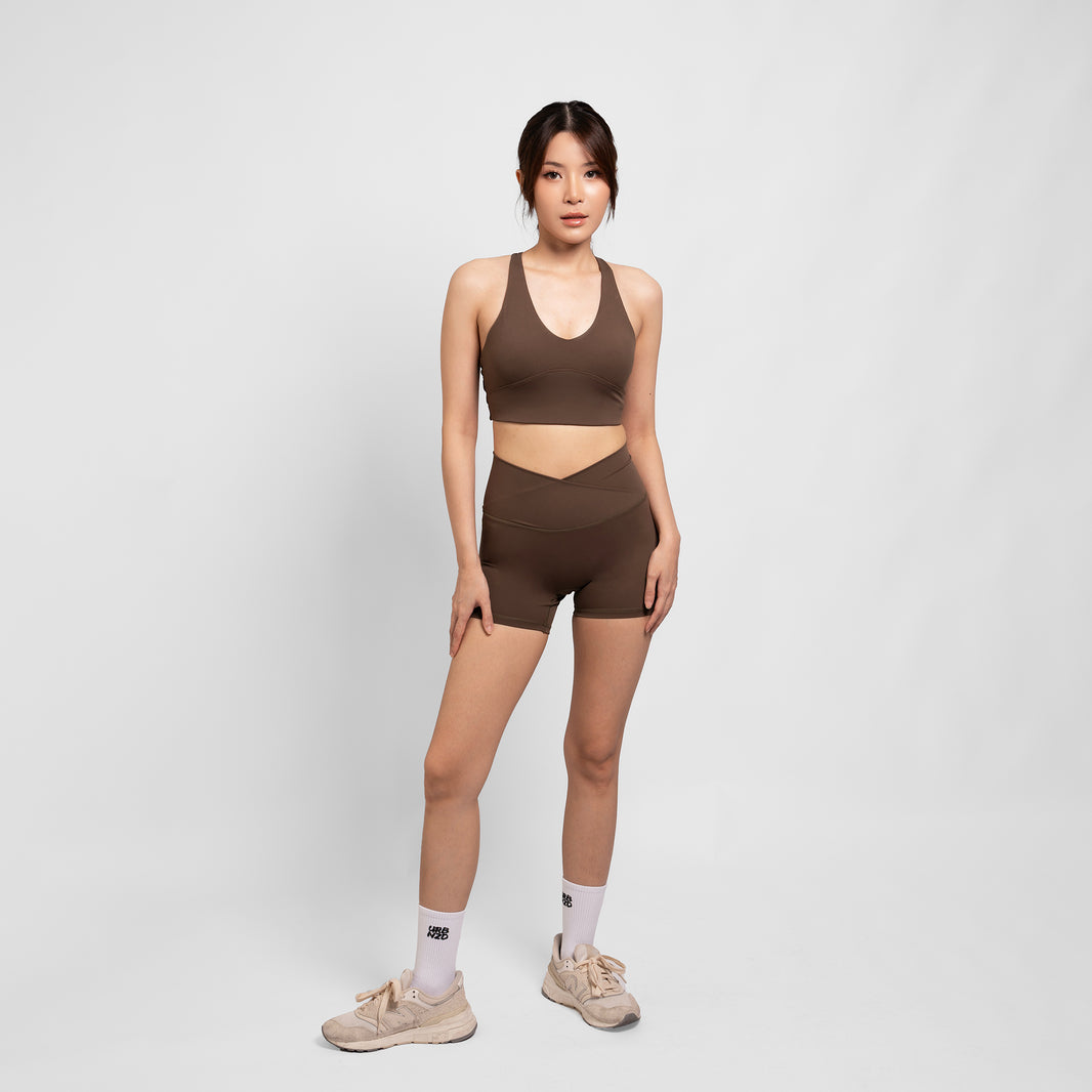 Crossover Booty Shorts (4") - Olive