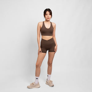 Crossover Booty Shorts (4") - Olive