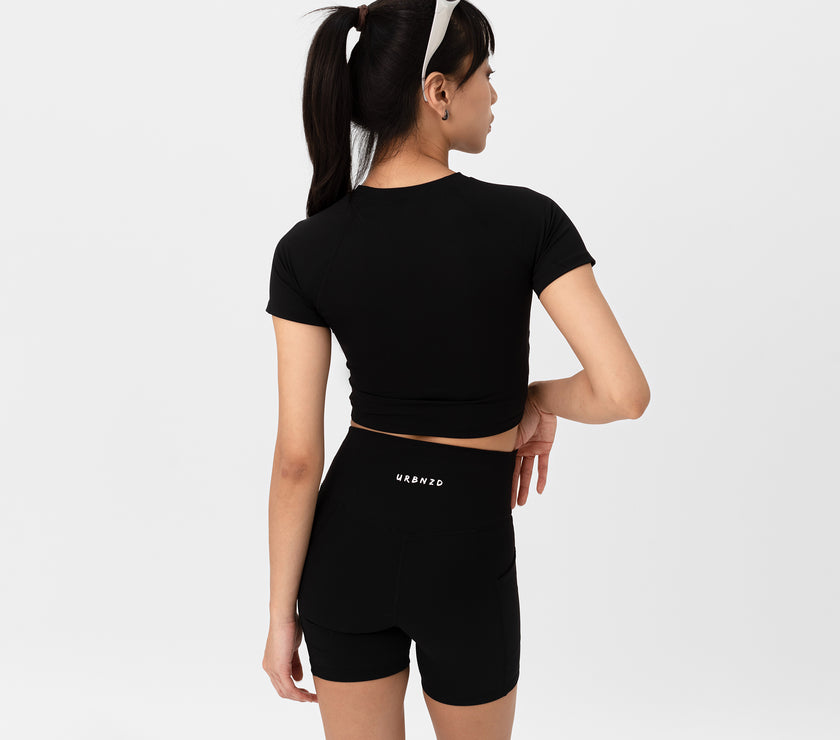 Varsity Sculpt Bra Top - Black