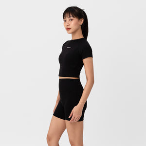 Varsity Sculpt Bra Top - Black